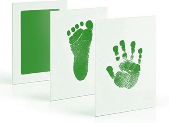 *** 2 stuks Baby Handafdruk en Voetafdruk - Duo Groen - van Heble® *** van Merkloos