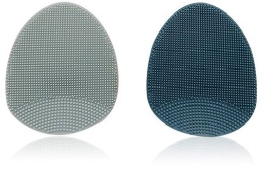 2 Stuks – Baby Siliconen Massageborstel met Handvat – Lichtblauw & Donkerblauw – 8,5 x 7 cm van AyeBeэй.