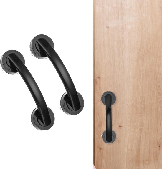 2 stuks bad- en douchebeugels - glazen deur- en raamgrepen - zuignap - antislip veiligheidsbeugel voor toilet- en douchestoel met opbergkast 19,4 cm van Merkloos