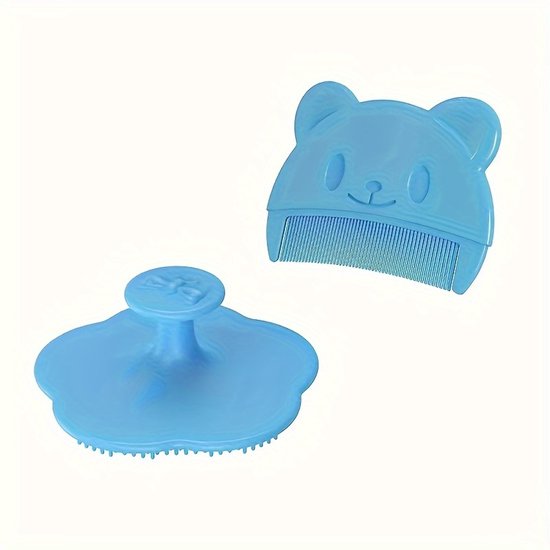 2 Stuks Deluxe Zachte Borstel Badkamerset - Zachte Ontwarringsborstels voor Alle Haartypes - Hoofdmassage & Diepe Reiniging - Comfortabele Haarverzorging, Antiklit Design - Blauw van Merkloos