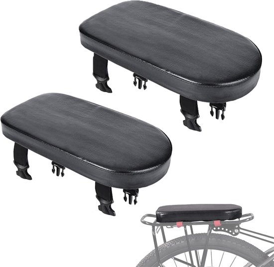 2 Stuks Fietsstoeltje Achterzitje - 30x15x5 Cm - Bagagedrager Kussen - Fietskussen Achter - Verband - Stoelen Voor Mountainbikes - Stoelen Voor Mountainbikes - Dikker Zitvlak - Voor Elektrische Fiets/ Fietsen/Elektrische Scooter - Zwart van Merkloos