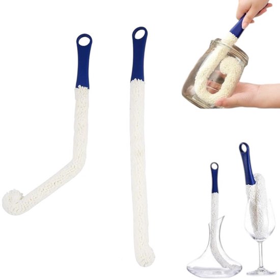 2 Stuks Flessenreiniger 42 cm Buigbare Schuimborstel – Lange Borstel voor Dieptereiniging – Flexibel Vormbaar voor Flessen, Karaffen & Vazen – Geschikt voor Waterpijp en Thermos van Merkloos