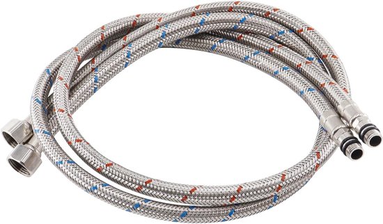2 stuks flexibele slang, 80 cm, G3/8 inch vrouwelijk, M10 mannelijke aansluitslang, armatuur, roestvrij stalen pantserslang, kraanslang voor keuken, mengkraan