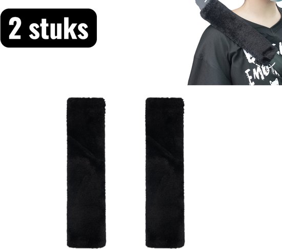 2 stuks - Gordelhoezen - Autogordel Beschermer - Auto accessoires - Zachte Pluche Gordel Hoes voor Meer Comfort - Universele gordelbeschermer - Geschikt voor autogordels, Verbetert het rijcomfort - Zwart van Merkloos