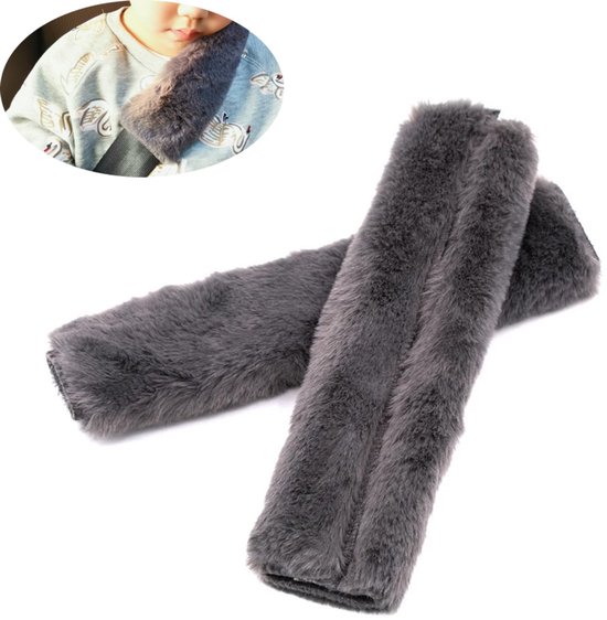 2 stuks Gordelhoezen - Gordelkussen - Schouderhoezen - Auto Gordel Beschermer - 25*13cm - Autogordel - Gordelbeschermer - Universele - Grijs van Merkloos