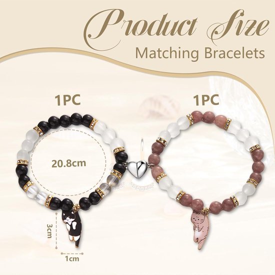 2 stuks Kawaii Cartoon Kat bijpassende vriendschapsarmbanden voor 2 meisjes - vriendschapscadeau voor beste vrienden van Merkloos