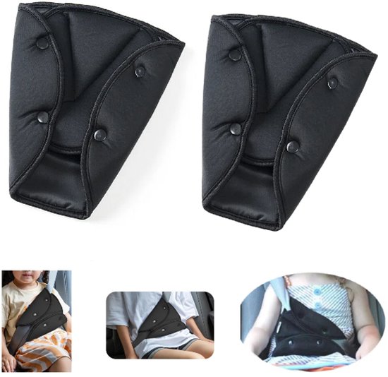2 stuks- Kindergordelversteller - Kindergordel - Kinderautogordelbeschermer - Autogordelkussen - Autogordelbeschermer - Zwart - 23*18 cm - Geschikt voor auto's