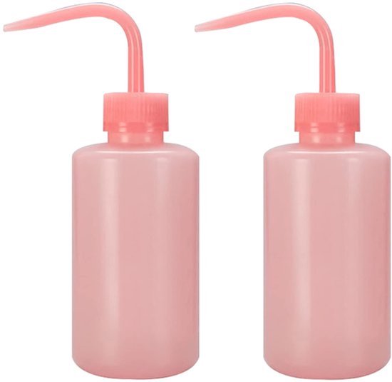 2 stuks laboratoriumwasflessen 150 ml plastic knijpfles wasflessen kleine mond knijpfles veiligheid knijpfles voor lab tatoeage wassen tuin (roze)