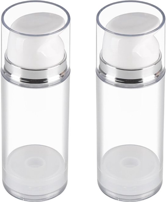 2 stuks lege vacuümpompflessen, hervulbare plastic vacuümpompflessen, reiscosmetische foundationcontainer, dispenser voor lotion, crème, etherische olie 100 ml van Merkloos