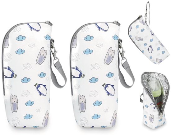 2 Stuks - Melkfles Warmhouder - Melkfles Tas - Thermotas - Isolatietas voor Babyfles - Draagbare Moedermelk Opslag - Fles Warmer Onderweg - 8x7x22 cm - Wit