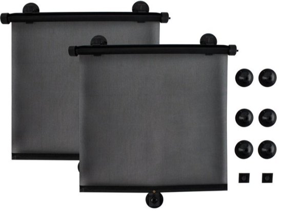 2 stuks Oprolbare Zonwering - Zonnescherm Auto - Zonwering - Zijruit - UV Protectie - 2 Stuks - Oprolbaar van Parya Official