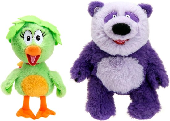 2 Stuks Pluche Poppen Panda en Eend Knuffeldier Set 20 cm