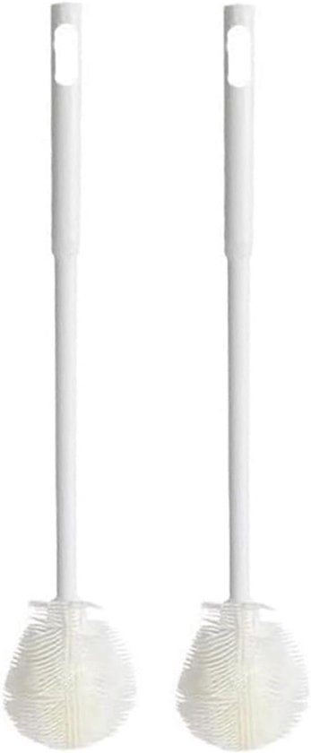 2 Stuks Silicone Flesborstel en Glazen Borstel voor Grondige Reiniging van Bekers en Flessen zonder Dode Hoeken