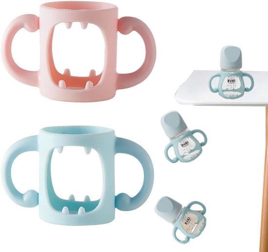 2 Stuks Siliconen Fles Handvatten voor Babyflessen - Brede Hals Universeel & Antislip Grip