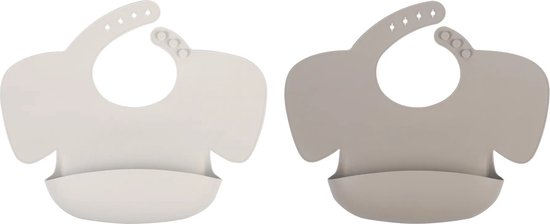 2 Stuks - Siliconen Slabbetjes met Opvangbak - Olifant Vorm van Beaba