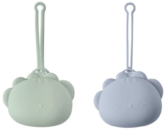 2 Stuks Siliconen Speenhouders Baby – Leeuwtjes – Groen & Blauw – BPA-vrij – Universeel voor Fopspenen van Little Dutch