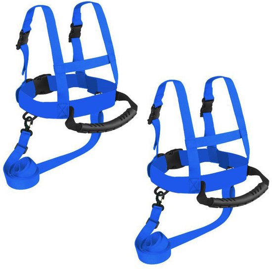 2-stuks Skituigje kinderen - Snowboard Beginners - Kindertuigje - Skigordel met handgreep aan de achterkant - Met verstelbare riemen - Skiriem - Skitrainingsgordel - Skiveiligheidsgordel - Voor skiën, schaatsen, training - Blauw van Veepax