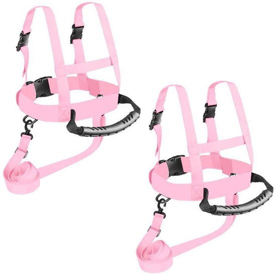 2-stuks Skituigje kinderen - Snowboard Beginners - Kindertuigje - Skigordel met handgreep aan de achterkant - Met verstelbare riemen - Skiriem - Skitrainingsgordel - Skiveiligheidsgordel - Voor skiën, schaatsen, training - Roze van Familyfields