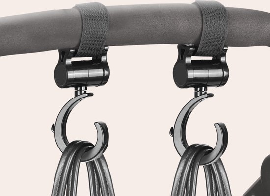 2 stuks - sterke haak boodschappenhaak buggy / kinderwagen / voiture - tassenhaak - ophanghaak - 360° draaibaar van Babs Teck