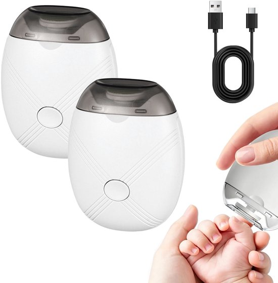 2 Stuks Universele Automatische Nagelslijpers – Elektrische Nagelslijper met LED-licht & 3 Snelheden – Stille, Slimme Nagelknipper – USB-oplaadbaar Manicure-instrument voor Baby's, Volwassenen en Senioren van Merkloos
