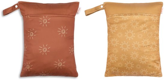 2 Stuks - Waterdichte Opbergtas Groot - Wetbag Luiers - Reistas - 2-vaks - 40x30 cm - Golden Sun van Merkloos
