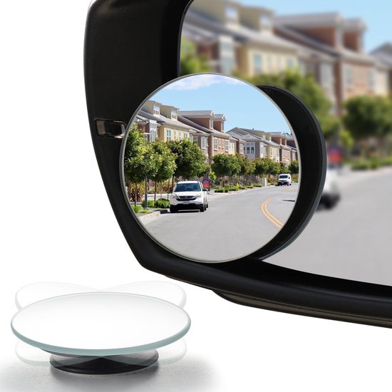 2 Stuks Zelfklevend Blind Spot Mirror - Ronde HD Glazen Frameloze Convexe Achteruitkijkspiegels - 360 Graden Verstelbaar - voor Auto SUV en Vrachtwagens