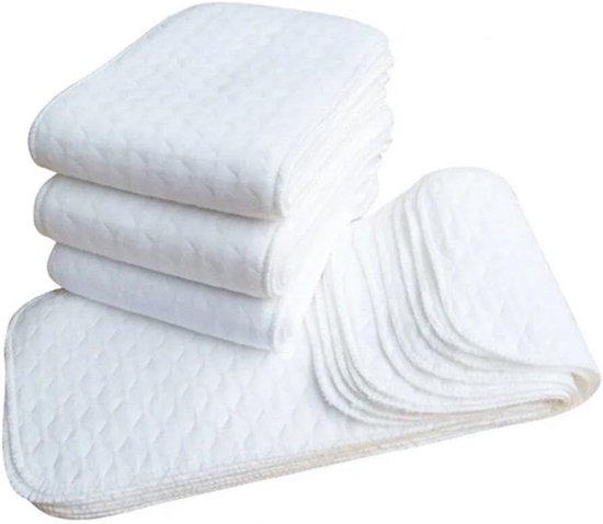 20 Stuks Herbruikbare Stoffen Luiers - Wasbaar & Milieuvriendelijke Katoenen Inleggers van Merkloos