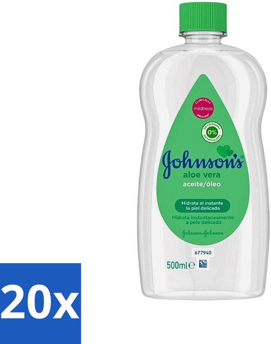 20 x Johnson's - Baby Olie - Aloe Vera - Hydrateerd Gevoelige Huid - 500 ml - Babyolie - Aloe Vera - Gevoelige Huid - Melkkorst Verwijderen - Hydraterende Olie