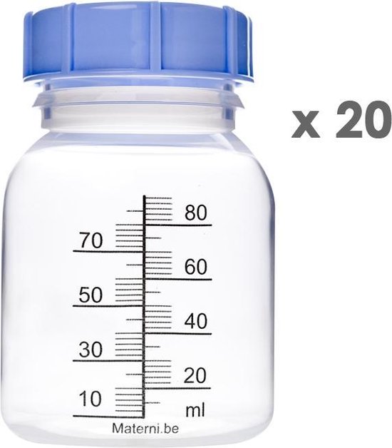 20x Materni Moedermelkflesje 80 ml met dop tbv borstvoeding van Materni