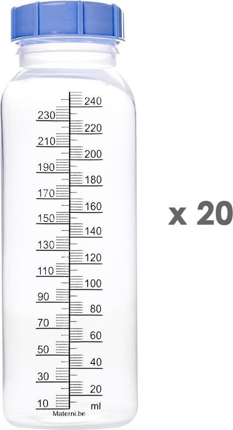 20x Materni Moedermelkflessen 240 ml met dop tbv borstvoeding van Materni