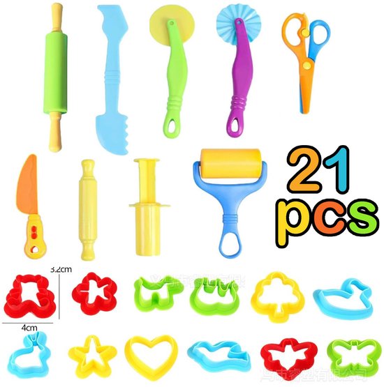 21-delig Klei Accessoire Set - Kindergereedschap voor Plasticine - Boetseergereedschap - Educatief Speelgoed Cadeau voor Jongens en Meisjes - DIY Boetseerklei van Merkloos