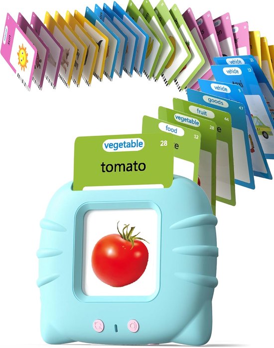 224 Woorden Sprekende Flitskaarten - Sprekende Alfabet Flitskaarten - Montessori-Taalleerspeelgoed - Speelgoed voor Logopedie - Educatief Interactief Leerspeelgoed - Cadeau Voor Jongens en Meisjes - Batterij en USB-Oplaadkabel - Van 1-6jaar
