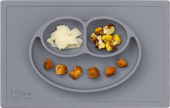 24 maanden + bord van 100% siliconen met geïntegreerde placemat - donkergrijs voor peuters en kleuters van Ezpz