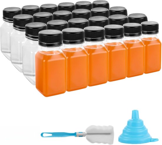24 pcs shot flessen voor vullen - 120ml plastic flessen - herbruikbare duidelijke lege sapflessen met lekvrije deksels - kleine flessen met deksel voor sap