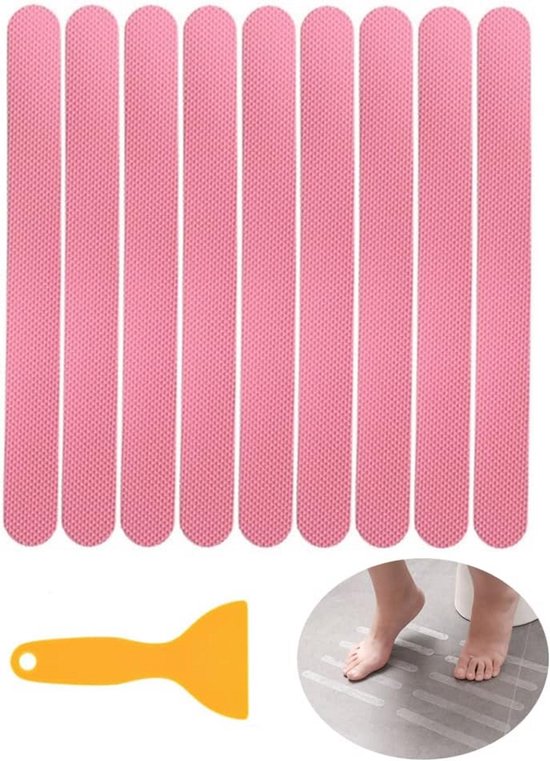 24 Stuks Antislip Stickers voor Badkuip, Douche en Trap - Veiligheid Grip Strips (Roze) van Merkloos