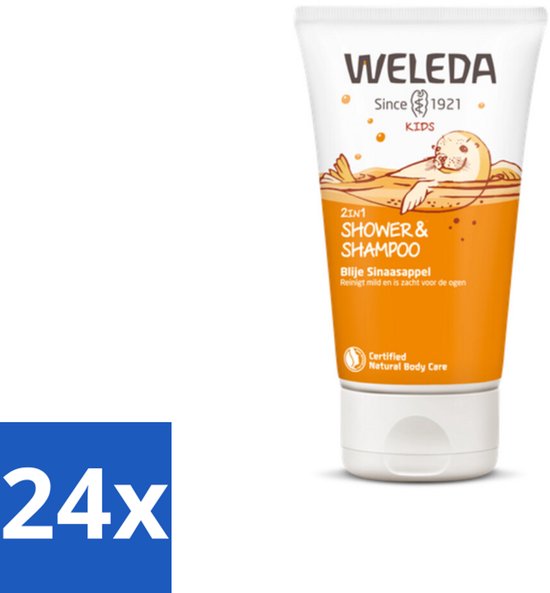 24 x WELEDA - 2-in-1 Shampoo & Body Wash - Kids - Blije Sinaasappel - 150 ml - Kinder Shampoo - Baby Shampoo - Biologische Shampoo - Natuurlijke Shampoo - 2 In 1 Shampoo van WELEDA