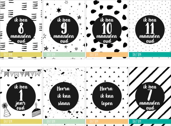 24x Mijlpaalteksten | 24 Milestone Tekst | Grote kaarten (148 mm bij 210 mm) - Milestone01 van Milestone01