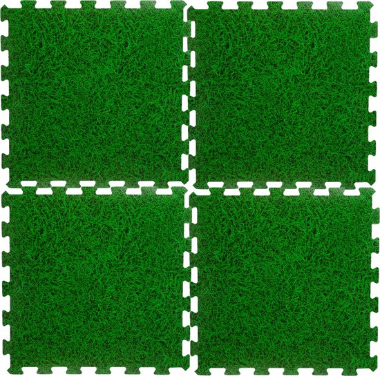 24x stuks foam puzzelmat zwembadtegels/fitnesstegels gras 50 x 50 cm van Green-Labyrinth
