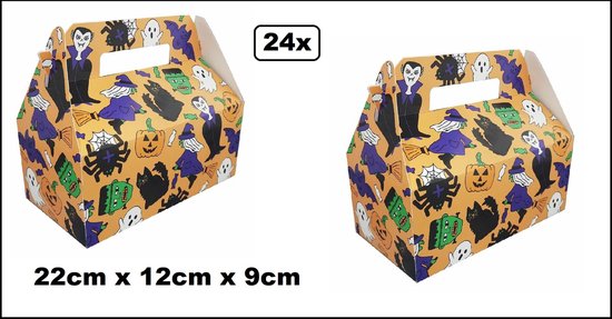24x Traktatie/menu doos Halloween large - 22cm x 12cm x 9cm - Griezel Happy Traktatie thema menu feest verjaardag horror Festival van Merkloos