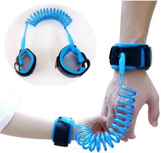 2,5 Meter Blauw Polsband Riem Kinderen - Anti wegloop kindertuigje - Flexibele en Elastische Looplijn Peuter van Veiligheidsartikel.