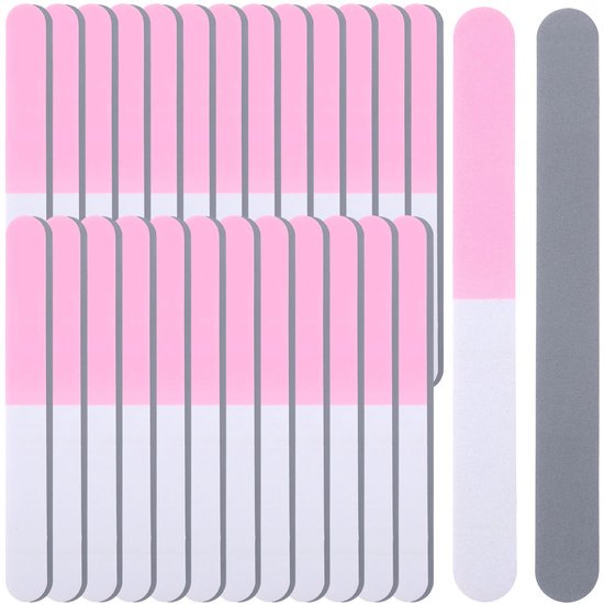 25 stuks polijstvijl vingernagels, nagelpolijstmachine voor natuurlijke nagels, 3-zijdig, korrel 600/1200/3000, EVA-nagelvijlblokken voor acryl natuurlijke nagels, thuisgebruik (wit/roze/grijs