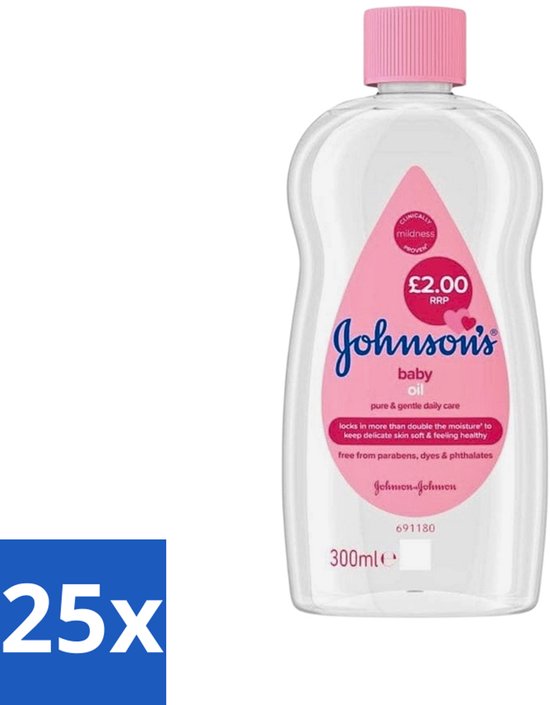25 x Johnson's - Baby Olie - Puur & Zacht - 300 ml - Babyolie - Babyhuid Verzorging - Babymassage - Hydratatie - Hypoallergeen