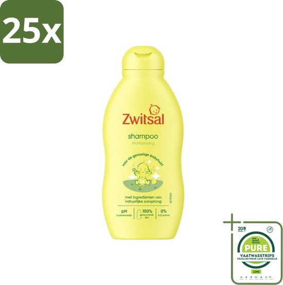 25 x Zwitsal - Baby Shampoo - Natuurlijk Zonder SLES - 200 ml - Grootverpakking - Vaatwasstrips - Baby Shampoo - Zwitsal Baby Shampoo - Mild Baby Shampoo - Anti-prik Shampoo - Baby Haar Verzorging