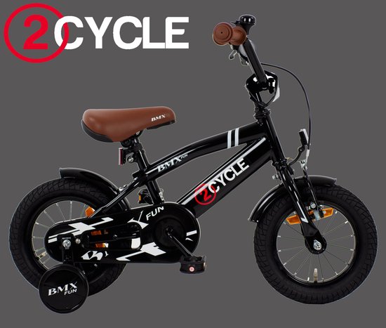 2Cycle BMX Fun kinderfiets 12 inch (2 tot 4 jaar) voor jongens zwart van 2Cycle