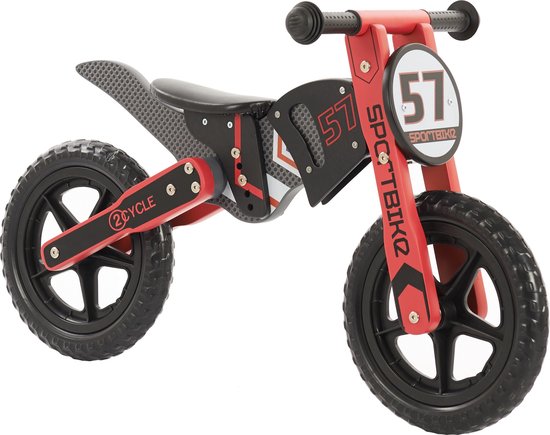 2Cycle Motor  Loopfiets - Hout - Rood van 2Cycle