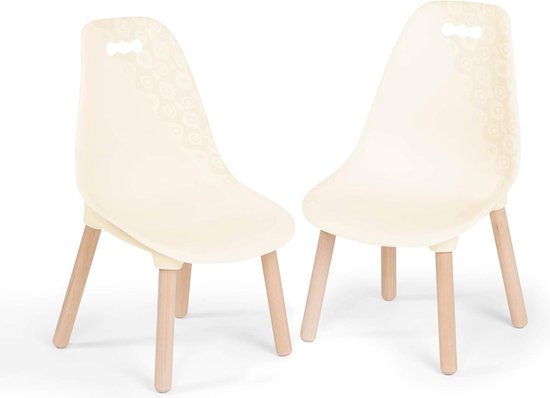 2st Ivoor Set van 2 kindermeubels: kinderstoelpoten - stabiele, stijlvolle stoelen in crèmewit en hout voor kinderen vanaf 3 jaar, PVC-vrij, kunststof van poppenVilla
