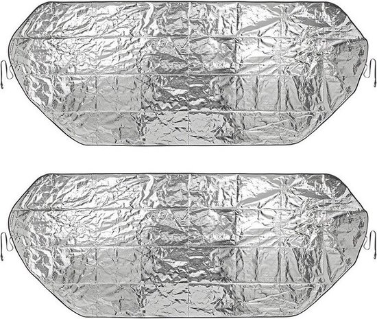 2x Auto anti-ijs/zonnefolie dekens extra groot 100 x 250 cm - Zonneschermen anti vriesscherm raamdeken van Lowlands Outdoor