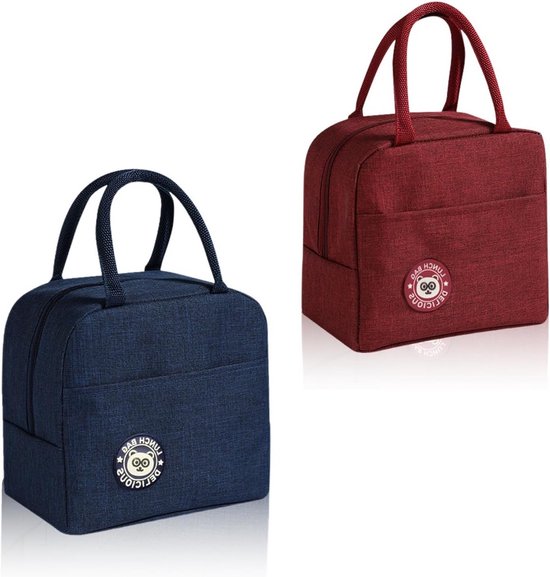 2x Geïsoleerde Lunchtas 7L - Kleine Koeltas Thermisch Opvouwbaar voor Lunch, Picknick, School en Werk