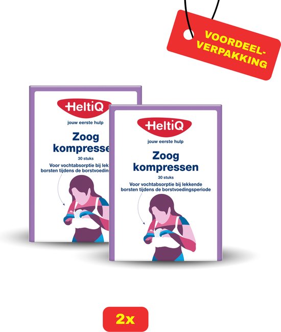 2x HeltiQ Zoogcompres Voorgevormd (2 X 30 stuks) Voordeelverpakking! van HeltiQ