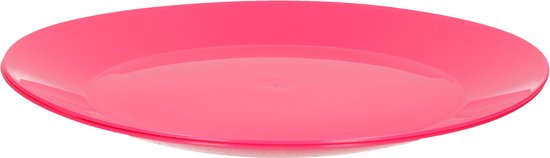 2x stuks ontbijt/diner bordjes hard kunststof 26 cm in het roze. Outdoor servies camping/picknick/verjaardag van Gamberritos